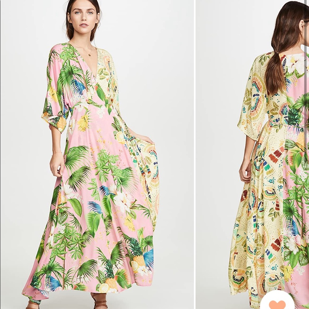 FARM Rio Colorful Birds Mixed Print Wrap Dress